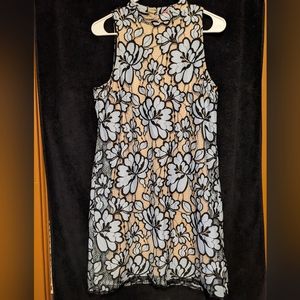 Plenty by Tracy Reese Anthropologie blue/cream Floral Lace Dress. Women's 10